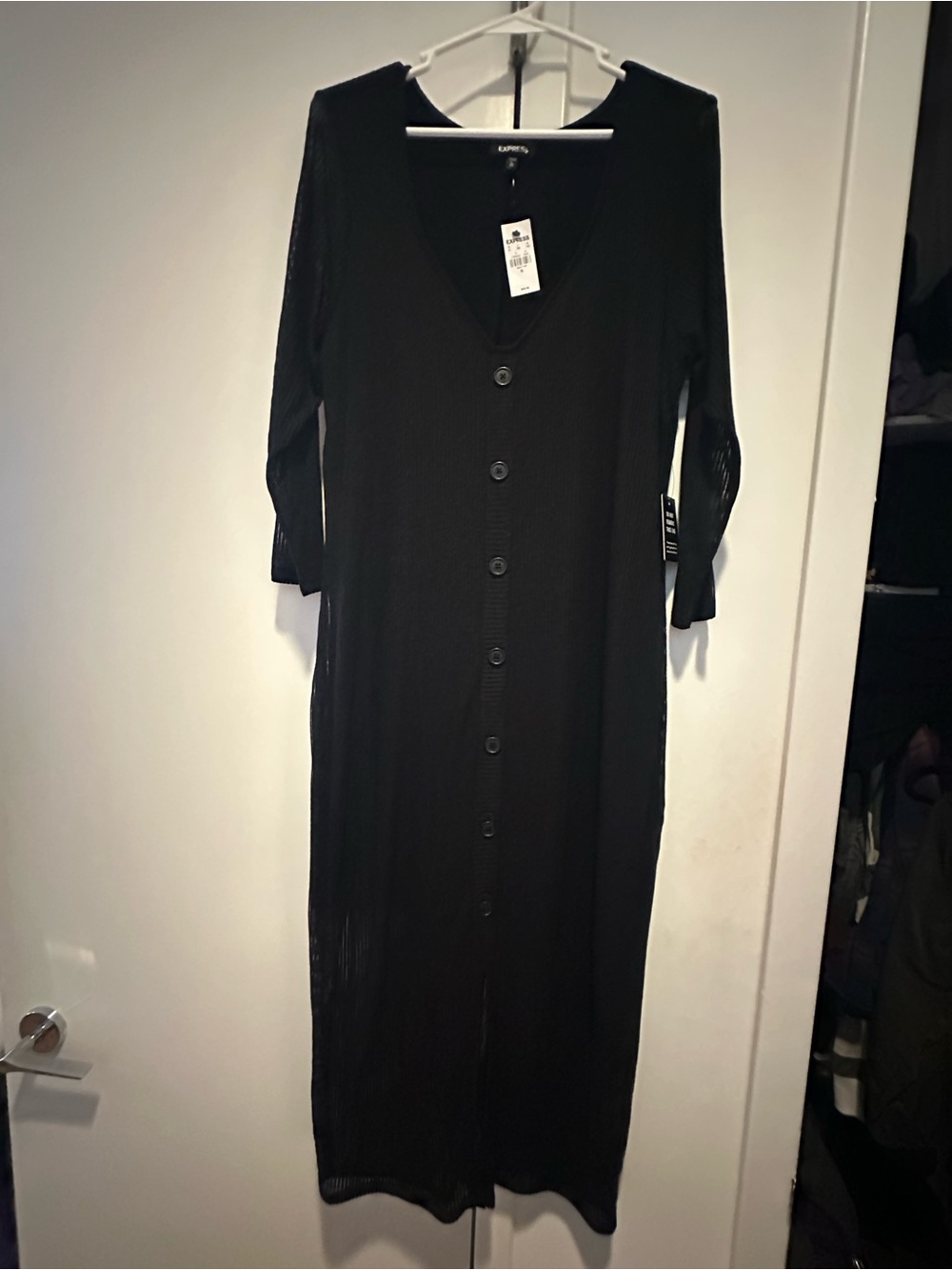 🆕 Express Black Button-Front Maxi Dress with V-Neck